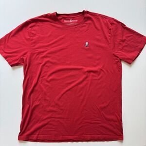 PSYCHO BUNNY Short Sleeve Crew Neck Shirt Mens Size 8 XXL‎ Red Pima Cotton